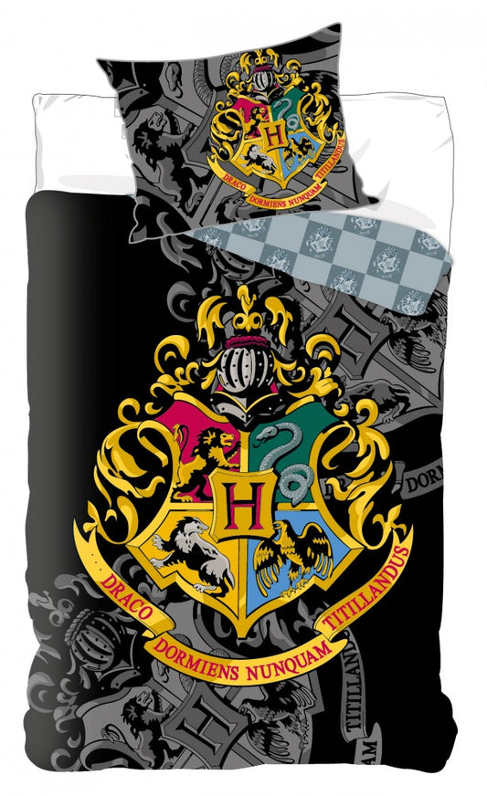 Harija Potera gultasveļas komplekts ar uzrakstu "Emblem" 140–200 cm, 70–90 cm