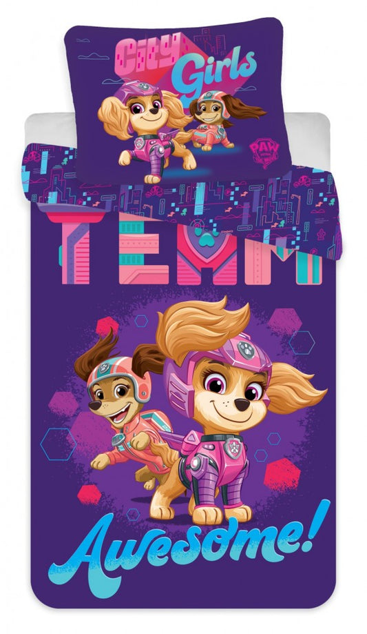 Ķepu Patrol City Girls bērnu gultasveļas komplekts 100–135 cm, 40–60 cm