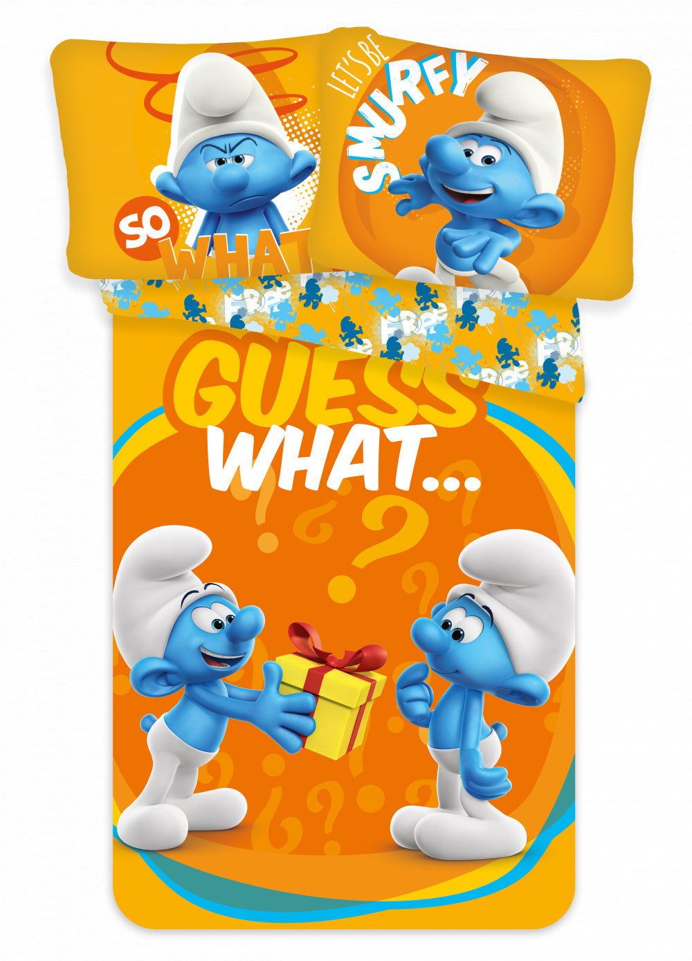 Smurfu Guess What bērnu gultasveļas komplekts 100√ó135 cm, 40√ó60 cm