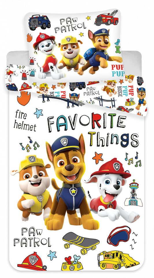 Ķepu patruļa "Favorite Things" bērnu gultasveļas komplekts 100–135 cm, 40–60 cm