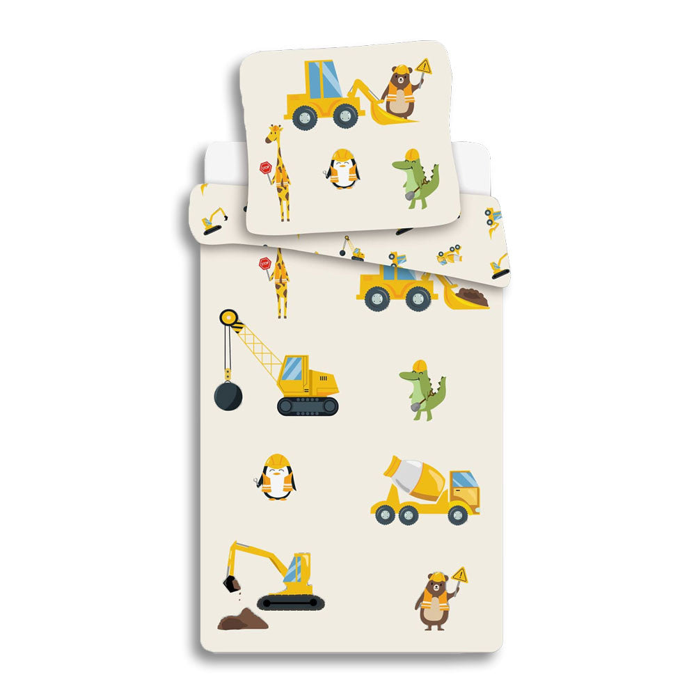 Bērnu gultasveļas komplekts "Construction Animals" 100–135 cm, 40–60 cm