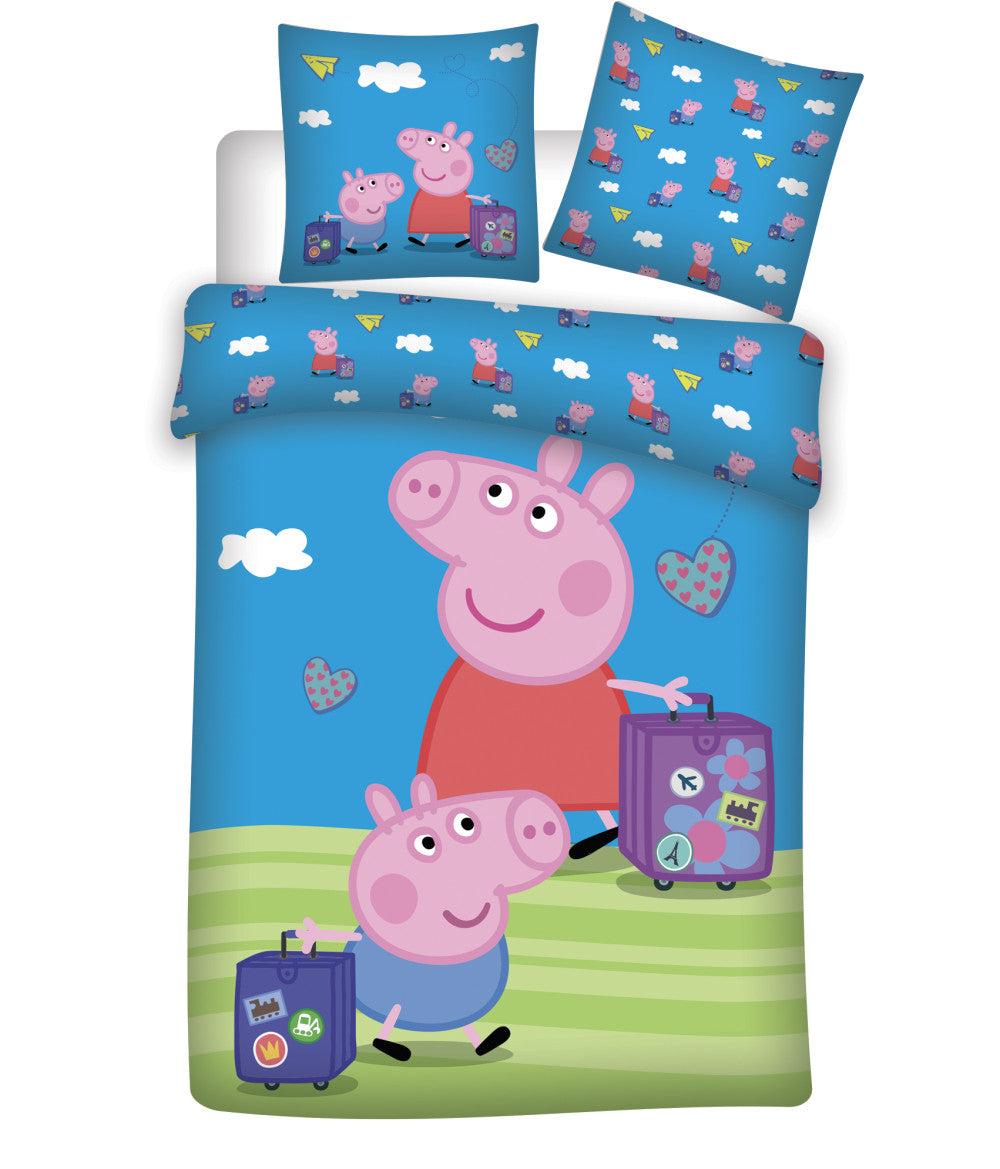 Peppa Pig ceļojumu gultasveļas komplekts bērniem 100√ó135cm, 40√ó60 cm