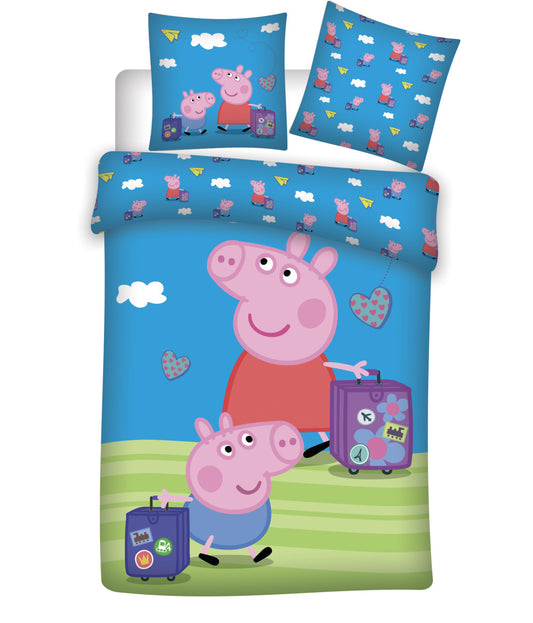 Peppa Pig ceļojumu gultasveļas komplekts bērniem 100√ó135cm, 40√ó60 cm