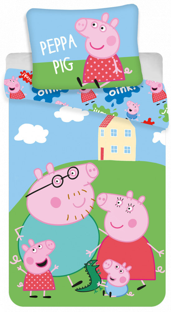 Peppa Pig House bērnu gultasveļas komplekts 100–135 cm, 40–60 cm