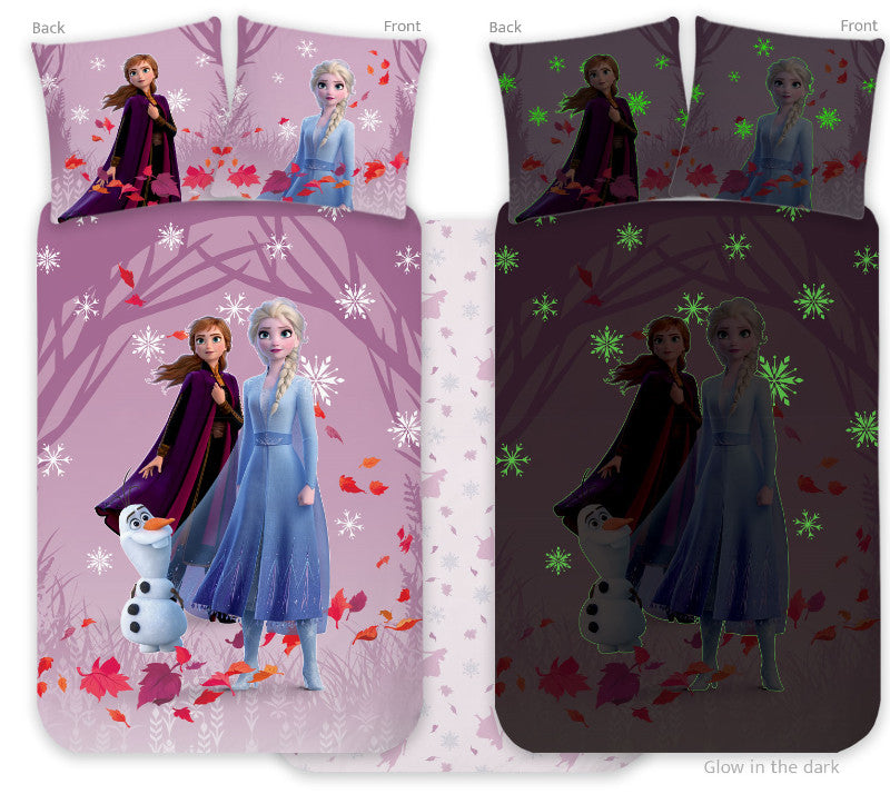 Disney Frozen violets, tumsā spīdošs bērnu segas pārvalks 100x135cm, 40x60cm