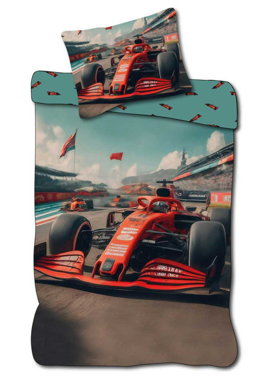 Bērnu segas pārvalks "Transportlīdzekļa sacīkstes Formula 1" 100–135 cm, 40–60 cm