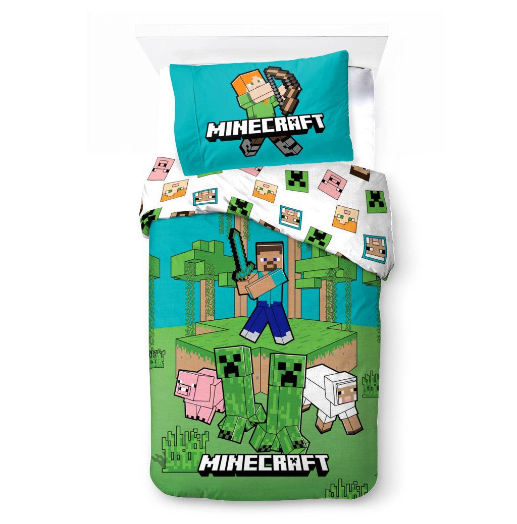 Minecraft Jungle Explore gultasveļas komplekts 140√ó200cm, 70√ó90cm
