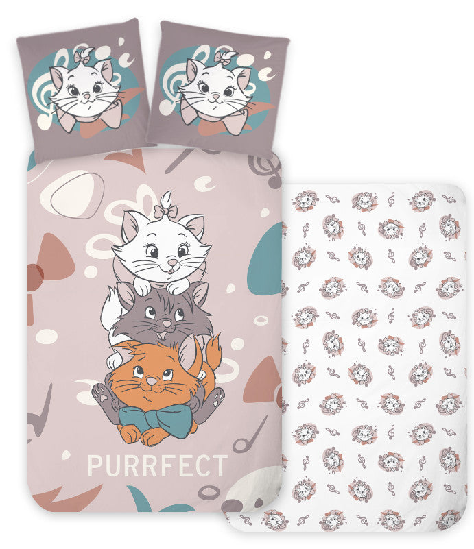 Disney Marie Purrfect bērnu, bērnudārza segas pārvalks 100–135 cm, 40–60 cm