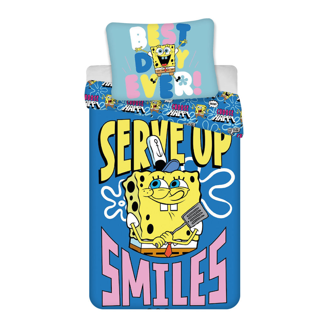 SpongeBob Serve Up gultasveļas komplekts 140√ó200cm, 70√ó90cm