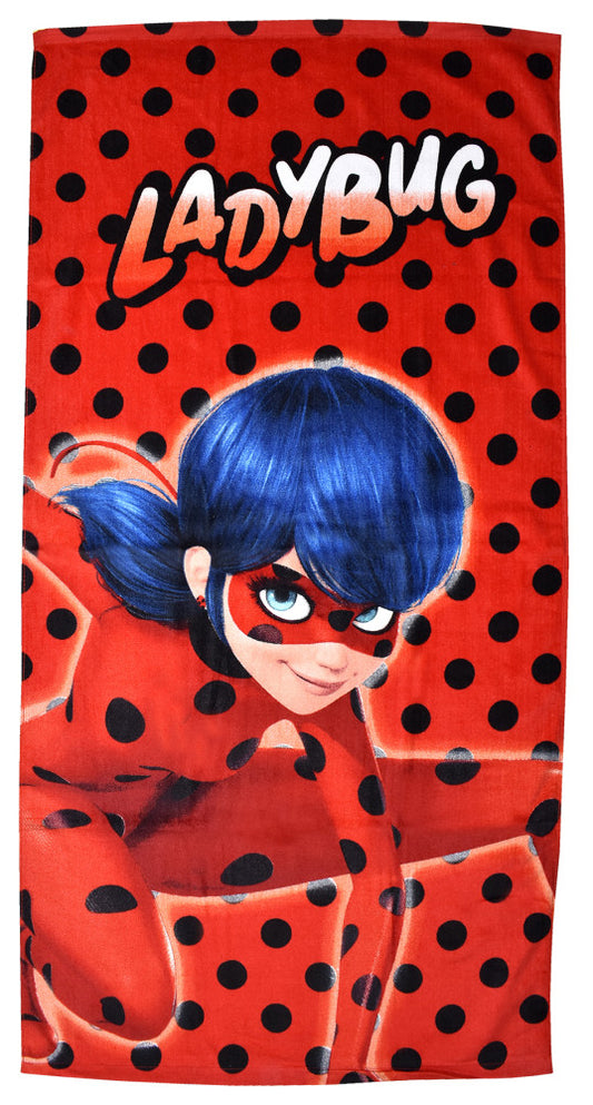 Miraculous Ladybug Dots vannas dvielis, pludmales dvielis 70x140cm