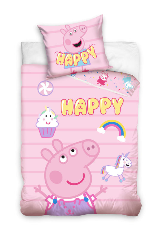 Peppa Pig laimīgā gultasveļas komplekts 140–200 cm, 70–90 cm