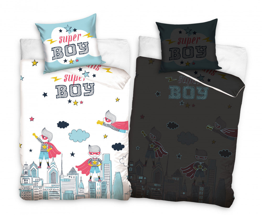 Super Boy tumsā spīdošs gultasveļas komplekts 140–200 cm, 70 x 90 cm