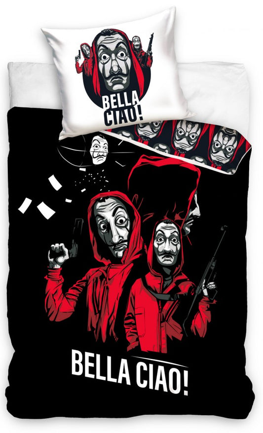 Money Heist gultasveļas komplekts 140√ó200cm, 70√ó90cm