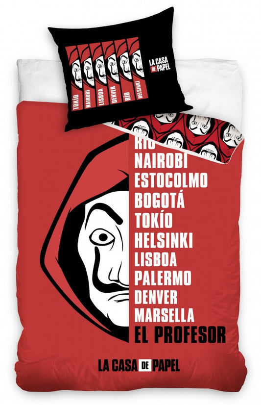 Money Heist gultasveļas komplekts 140√ó200cm, 70√ó90cm