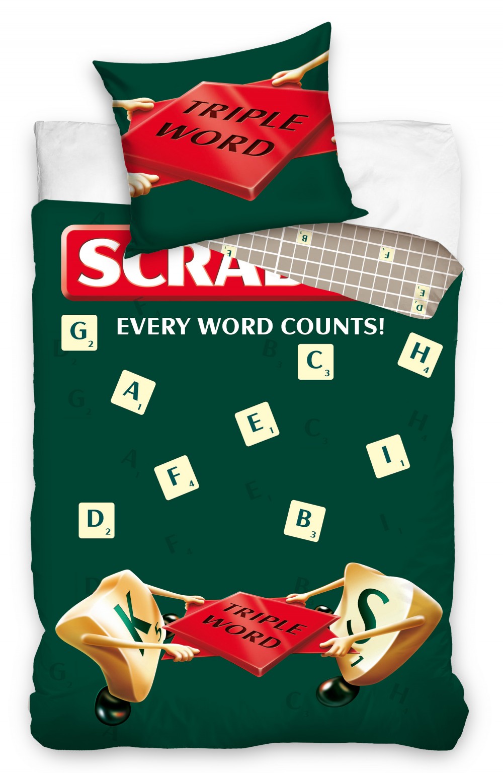 Scrabble Triple Word gultasveļas pārvalks 140–200 cm, 70–90 cm
