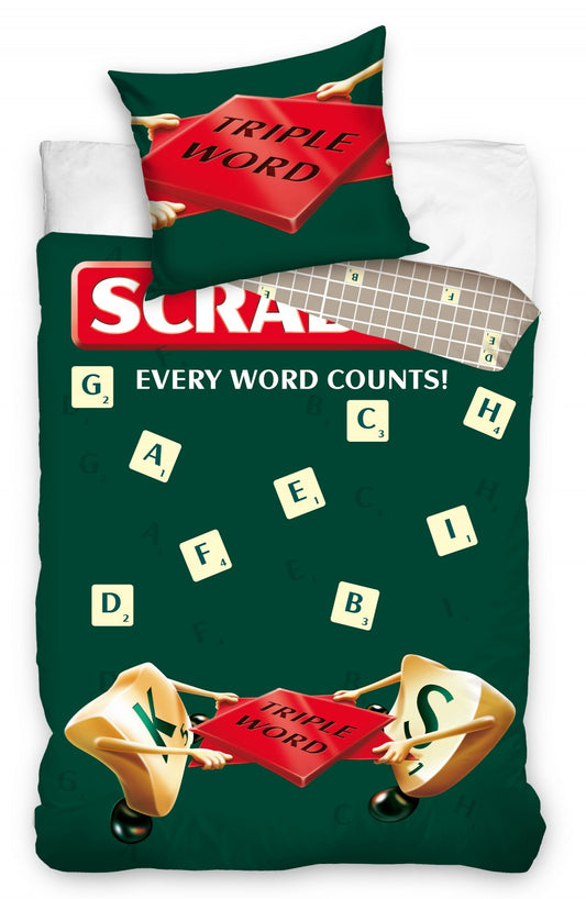 Scrabble Triple Word gultasveļas pārvalks 140–200 cm, 70–90 cm