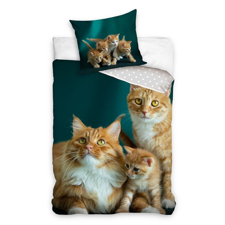 Animals Orange Family Cat gultas pārklājs 140–200 cm, 70–90 cm