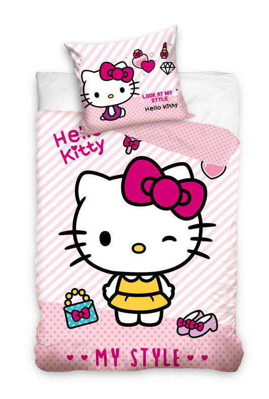 Hello Kitty stila gultasveļas komplekts 140–200 cm, 70 x 90 cm