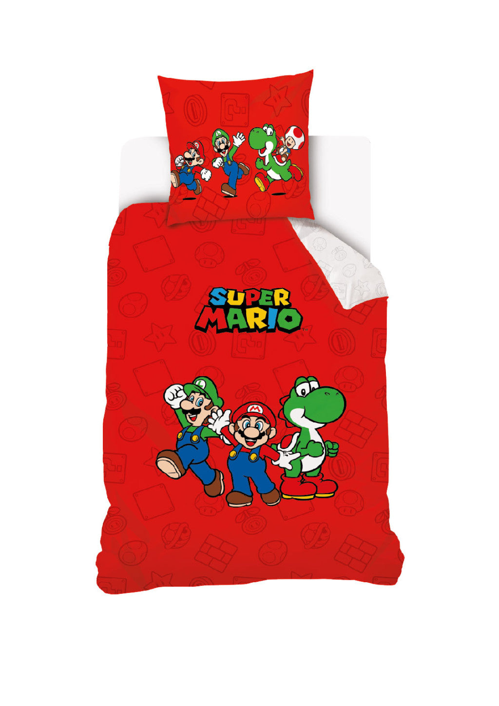 Super Mario sarkanais gultasveļas komplekts 140√ó200cm, 70√ó90cm