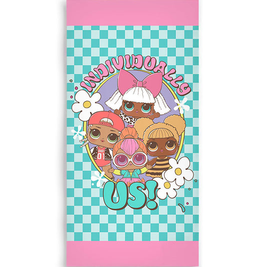 LOL Surprise individuāli vannas dvielis, pludmales dvielis 70x140cm