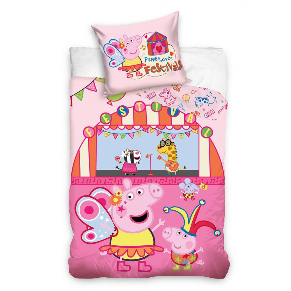 Peppa Pig festivāla gultasveļas pārvalks 140–200 cm, 70–90 cm