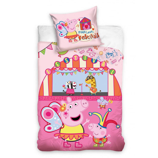Peppa Pig festivāla gultasveļas pārvalks 140–200 cm, 70–90 cm