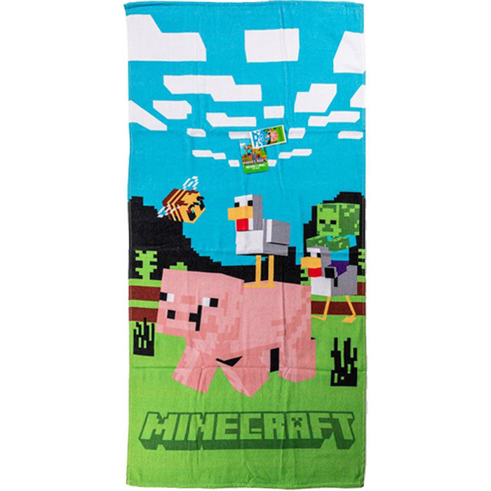 Minecraft Piggy Ride vannas dvielis, pludmales dvielis 70x140cm