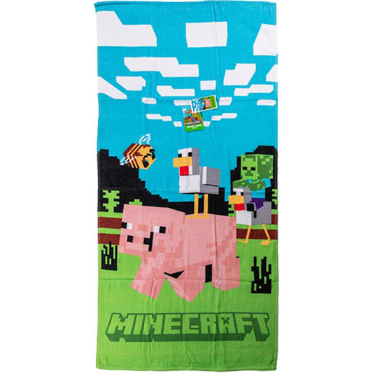 Minecraft Piggy Ride vannas dvielis, pludmales dvielis 70x140cm