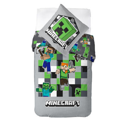 Minecraft pelēks gultasveļas komplekts 135–200 cm, 80–80 cm