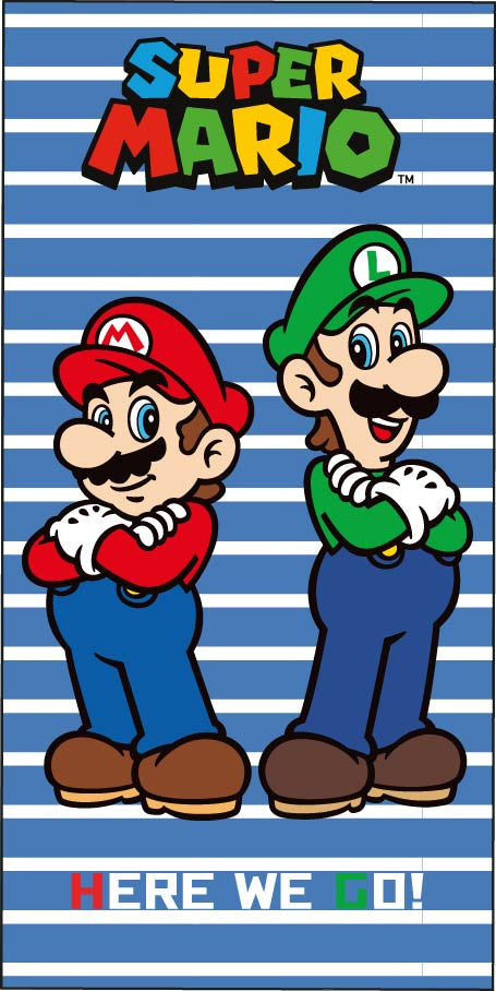 Super Mario Here We Go vannas dvielis, pludmales dvielis 70x140cm