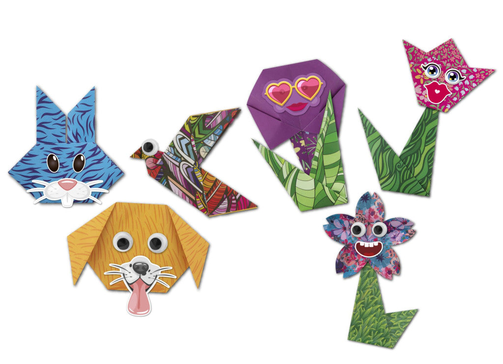 Krāsaini ziedi, dzīvnieki, origami ar aksesuāriem