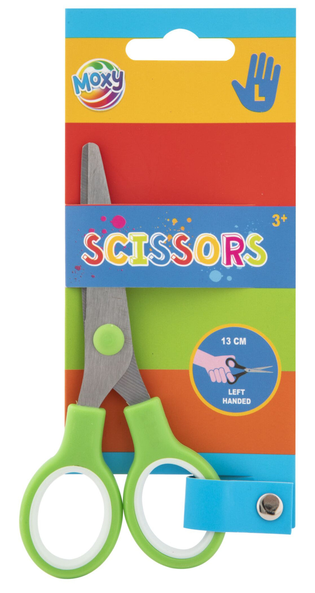 Krāsainās Moxy Green šķēres kreisajai rokai 13 cm