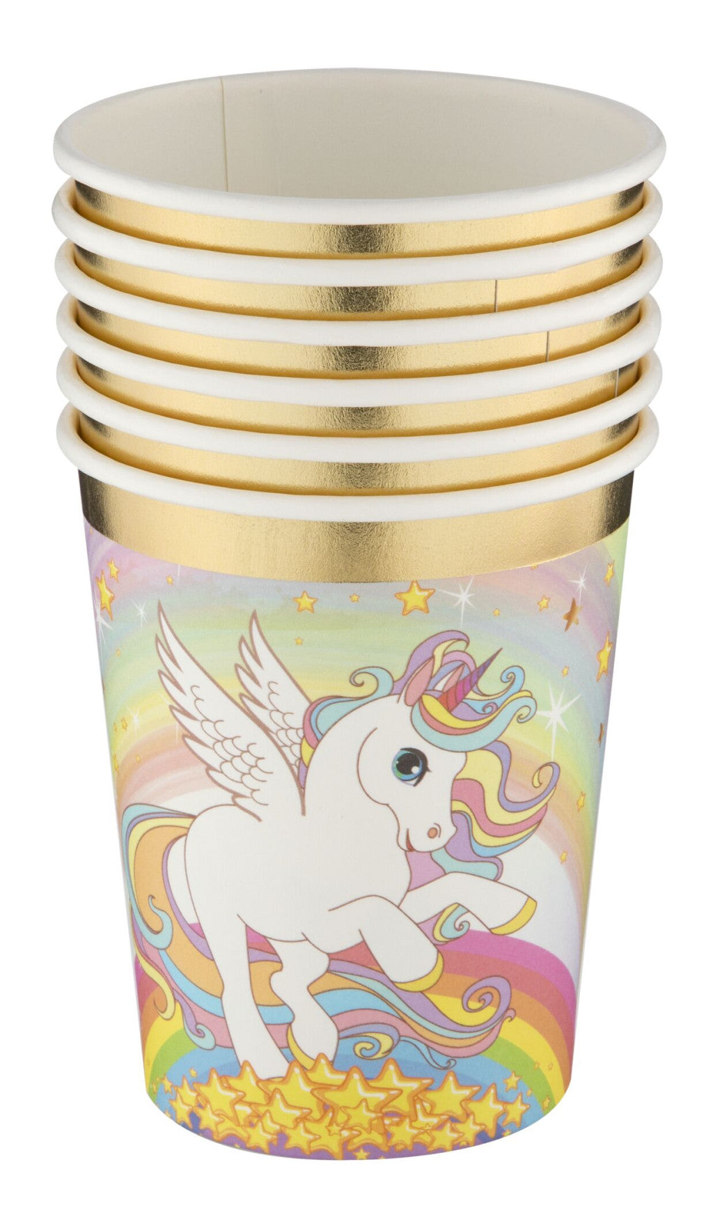 Vienradža varavīksnes papīra krūzītes, 6 gab., 250 ml