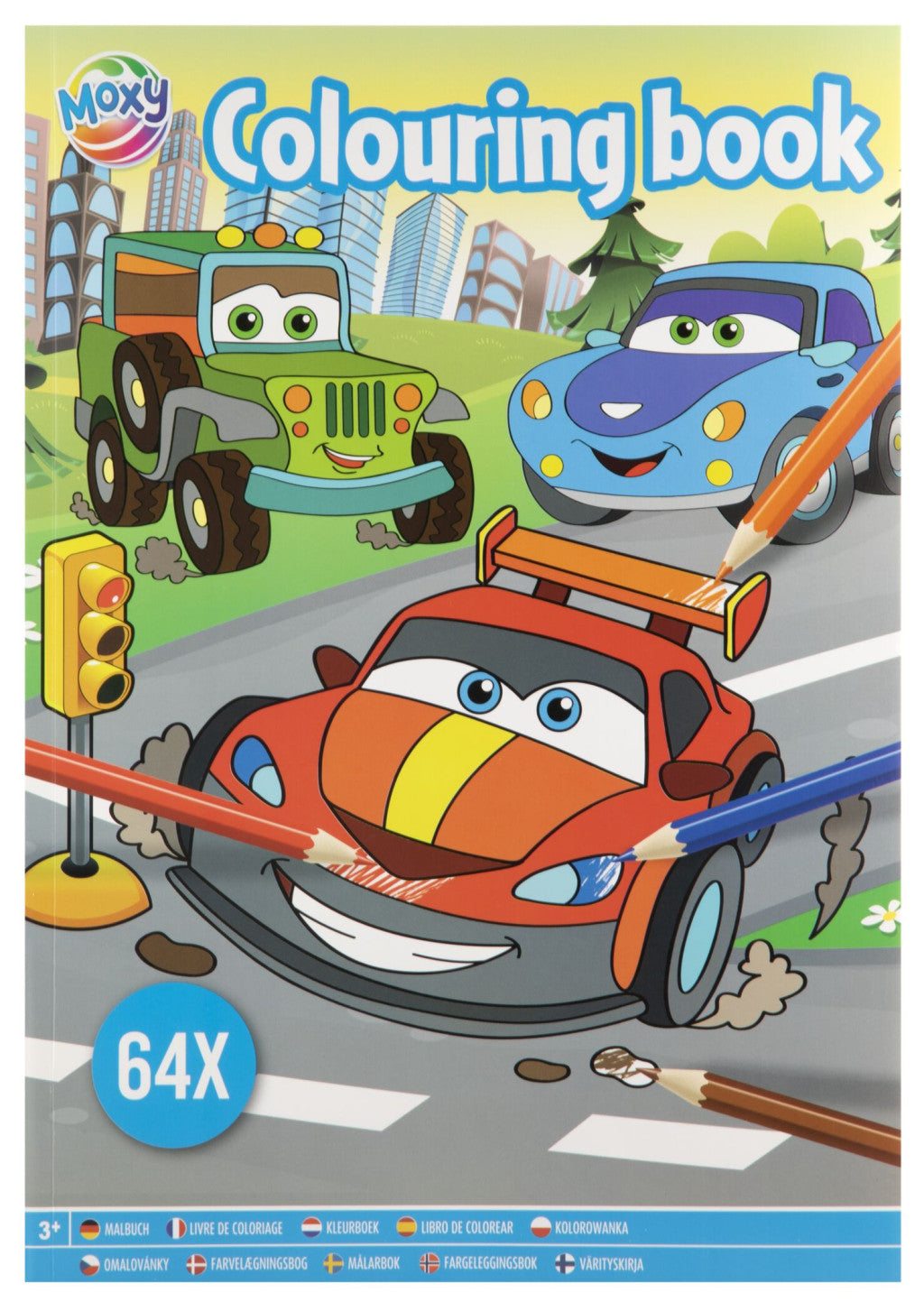Transportlīdzekļa Moxy krāsojamā grāmata 64 lappuses