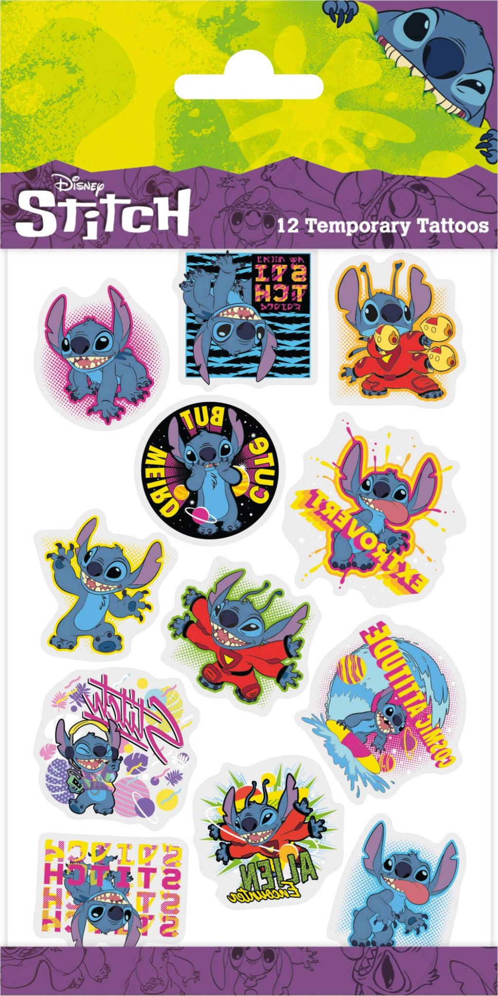 Disney Lilo un Stiča ekstravertu tetovējumu komplekts, 12 gab.