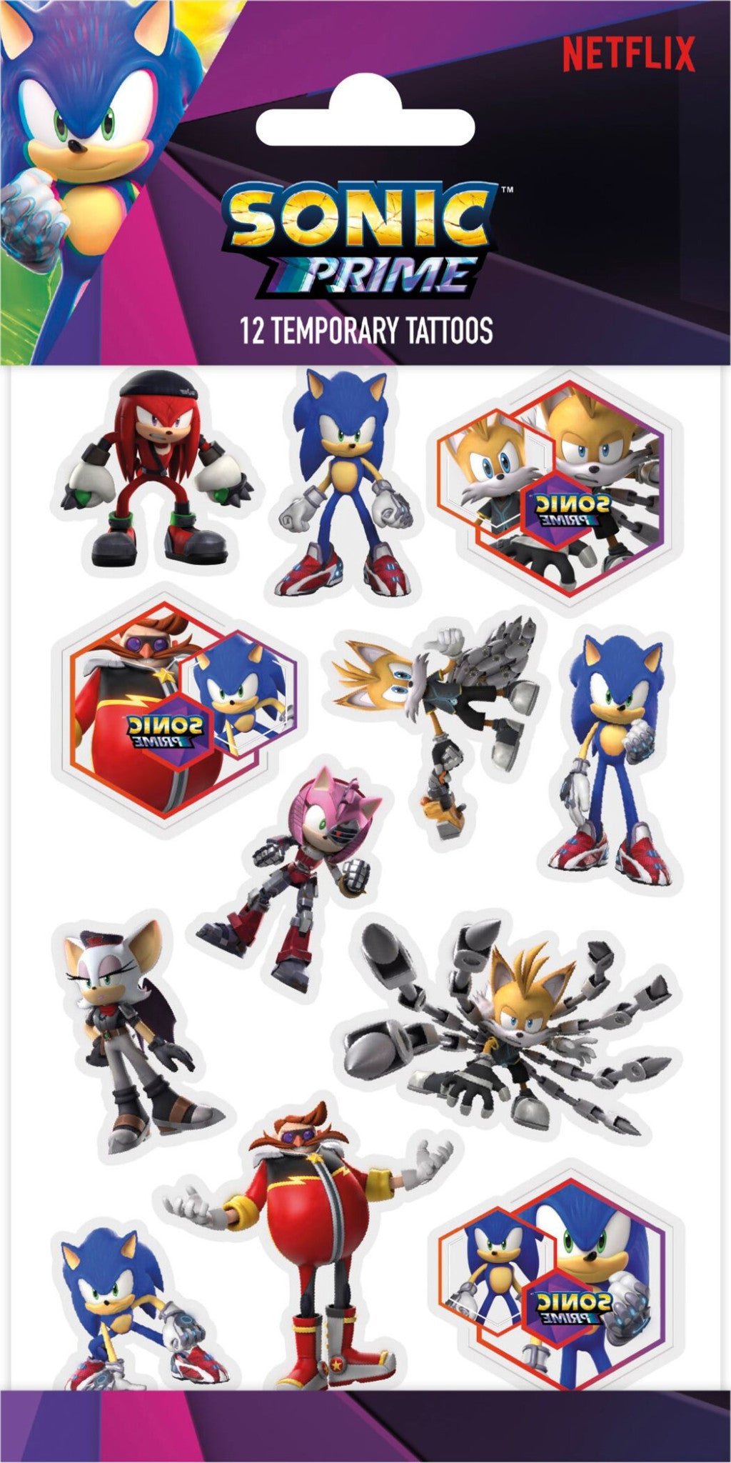 Sonic the Hedgehog Prime tetovējumu komplekts (12 gab.)