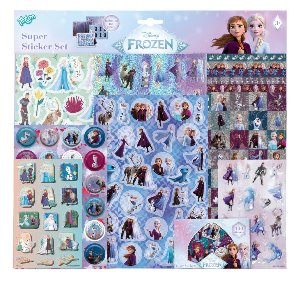 Disney Frozen Adventure Super uzlīmju komplekts ar spēli