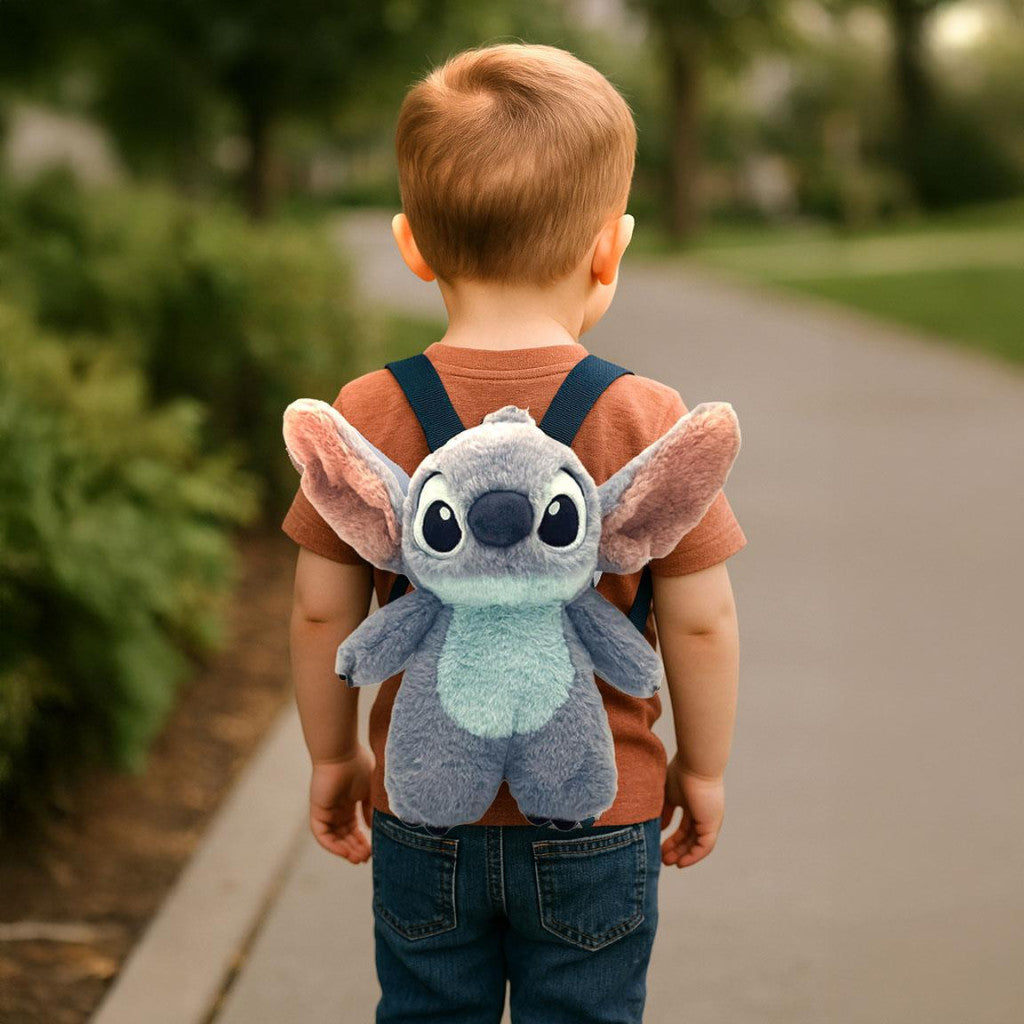 Disney Lilo un Stitch zila citplanētiešu plīša mugursoma, soma 30 cm