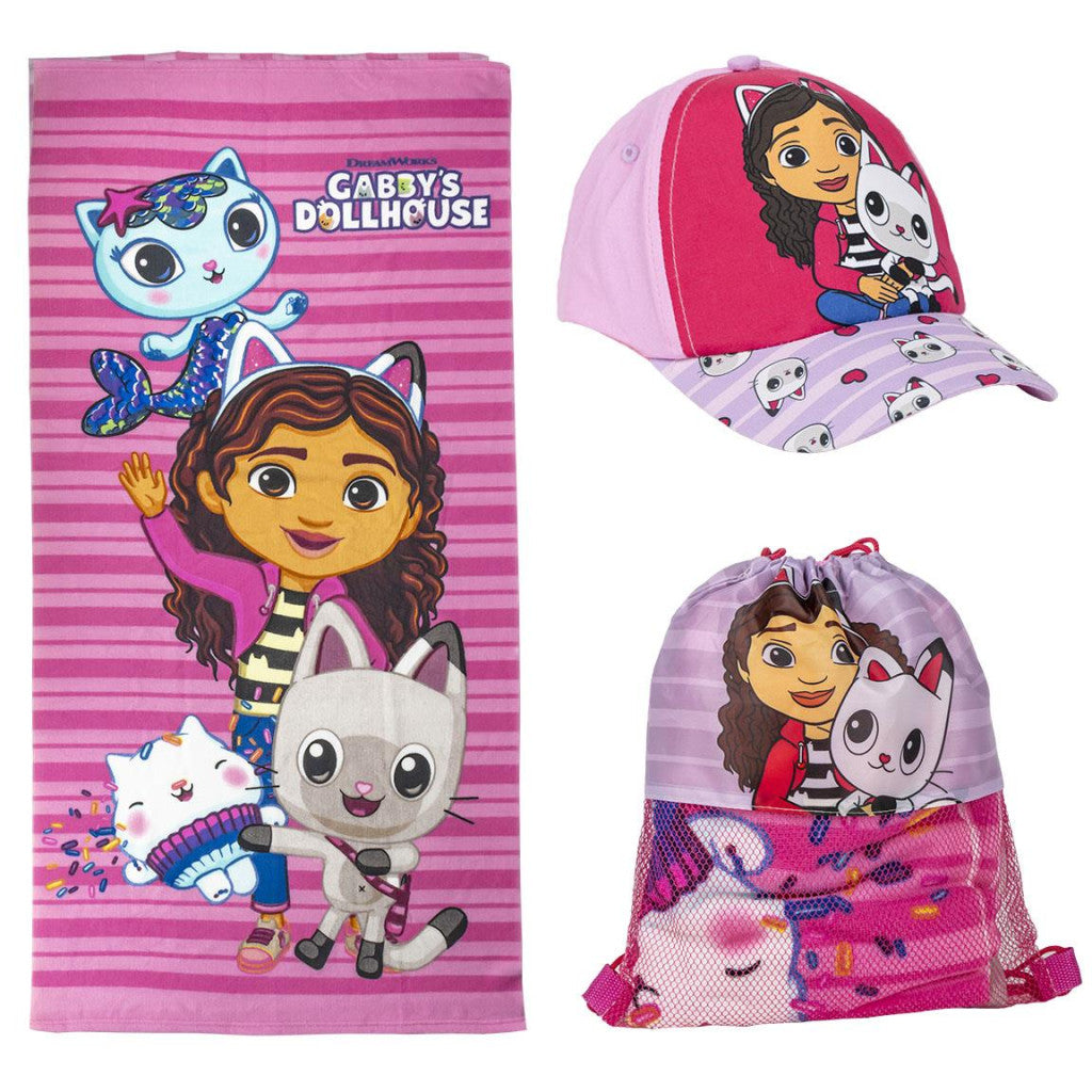Gabby's Dollhouse Pink dvieļu, sporta somas un beisbola cepures komplekts