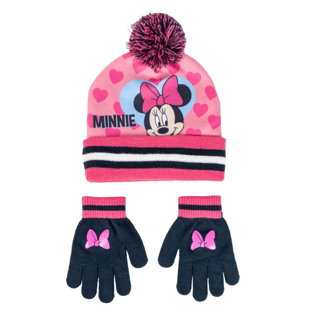 Disney Minnie Heart bērnu cepures un cimdu komplekts
