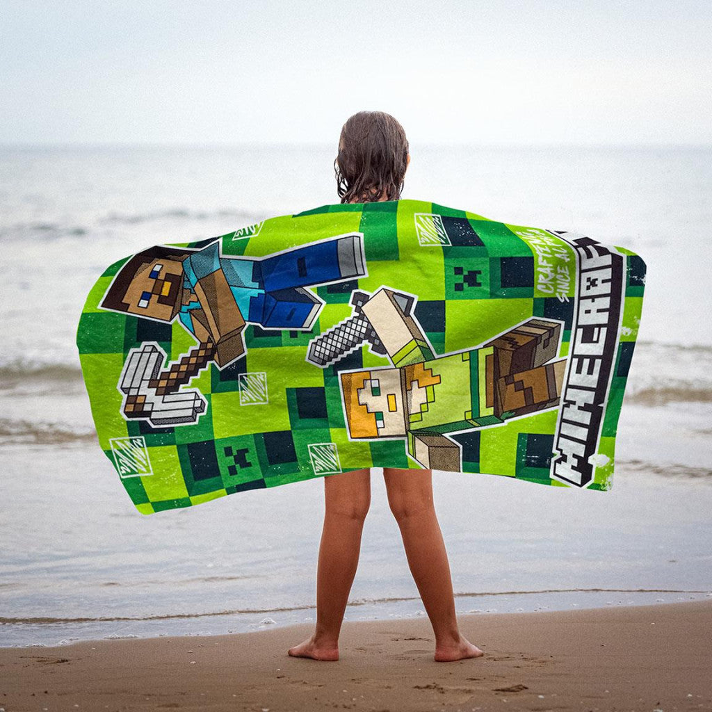 Minecraft Crafting vannas dvielis, pludmales dvielis 70x140cm (ātri žūstošs)