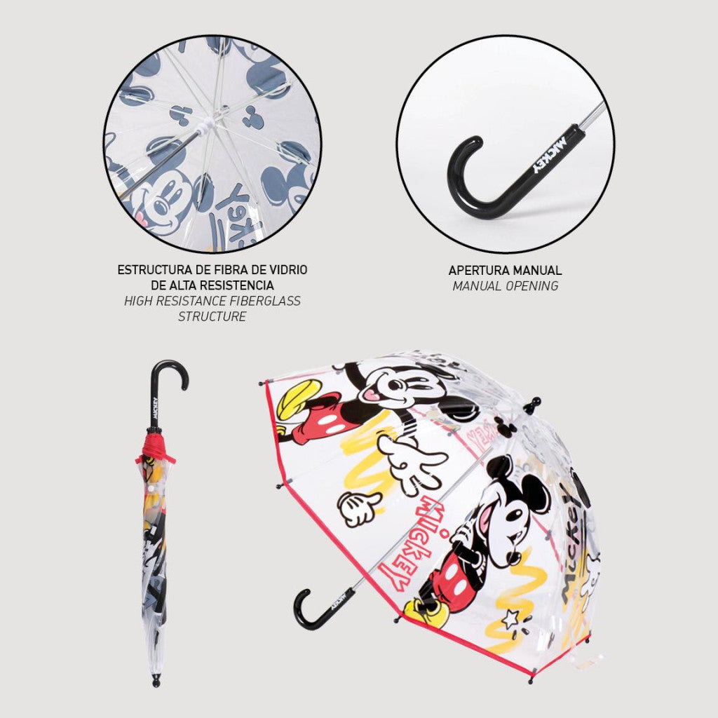 Disney Mickey bērnu caurspīdīgais lietussargs √ò71 cm