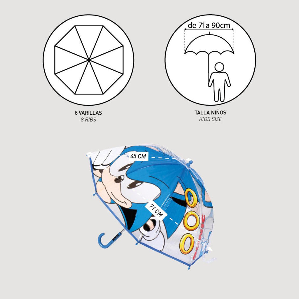 Sonic the Hedgehog Ring caurspīdīgs bērnu lietussargs √ò71 cm
