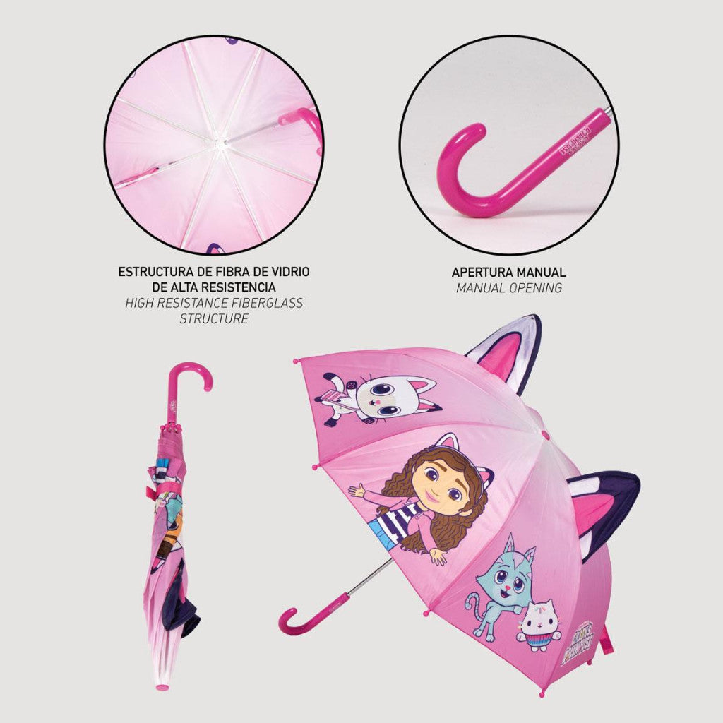 Gabby's Dollhouse Pink bērnu lietussargs ar rokturi √ò71 cm