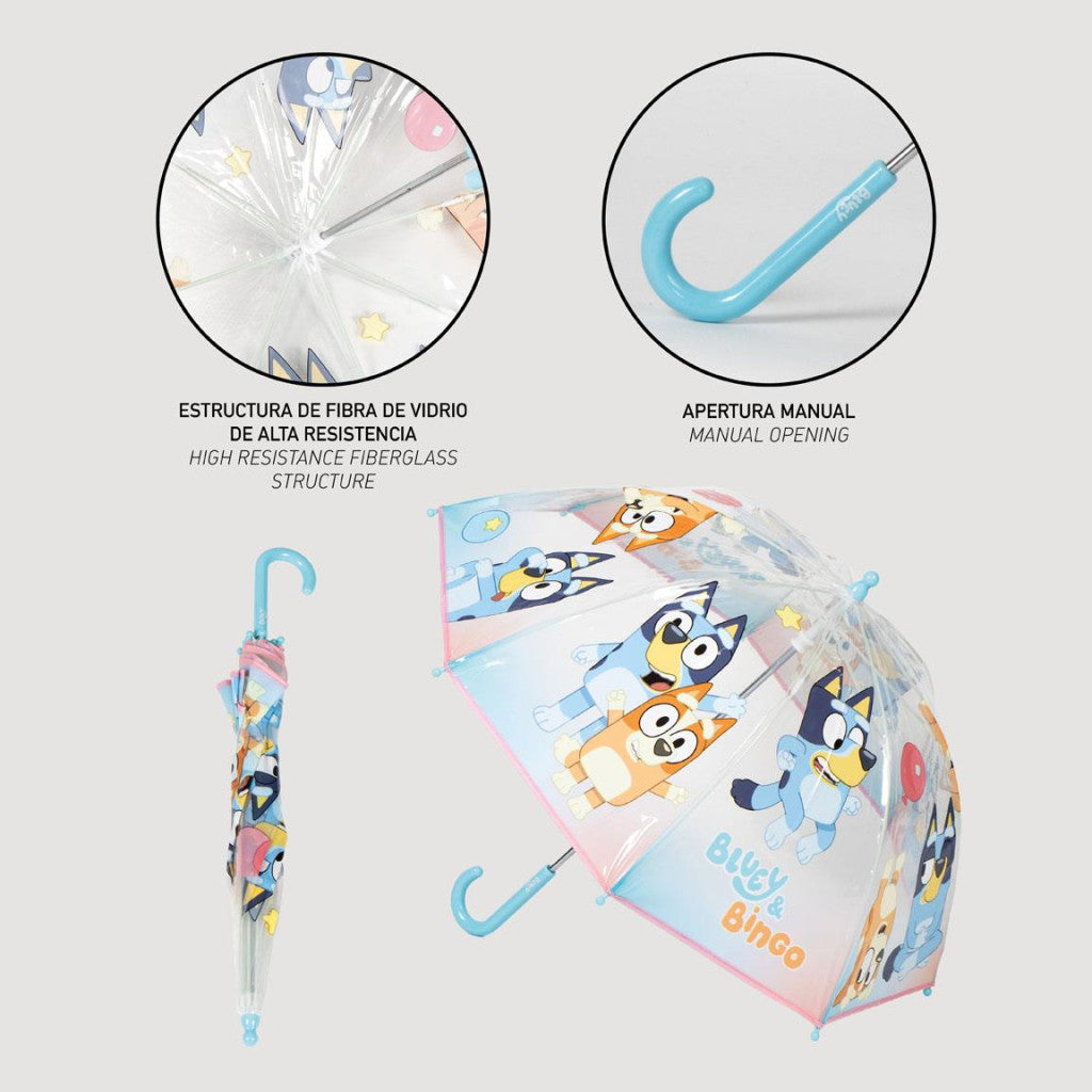 Bluey Bingo bērnu caurspīdīgais lietussargs √ò71 cm