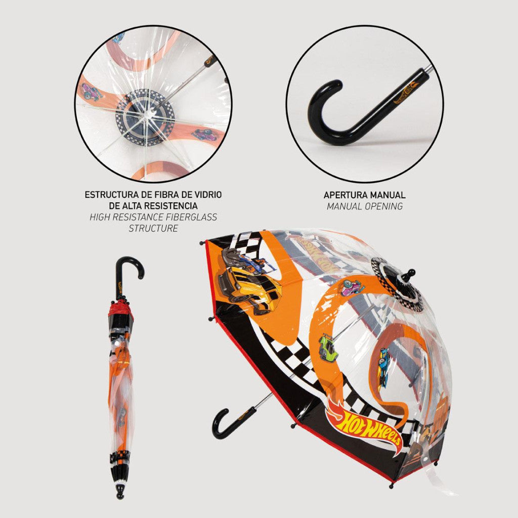 Hot Wheels Race bērnu caurspīdīgais lietussargs √ò71 cm