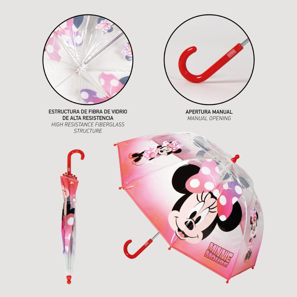 Disney Minnie Jautrs bērnu caurspīdīgs lietussargs √ò71 cm