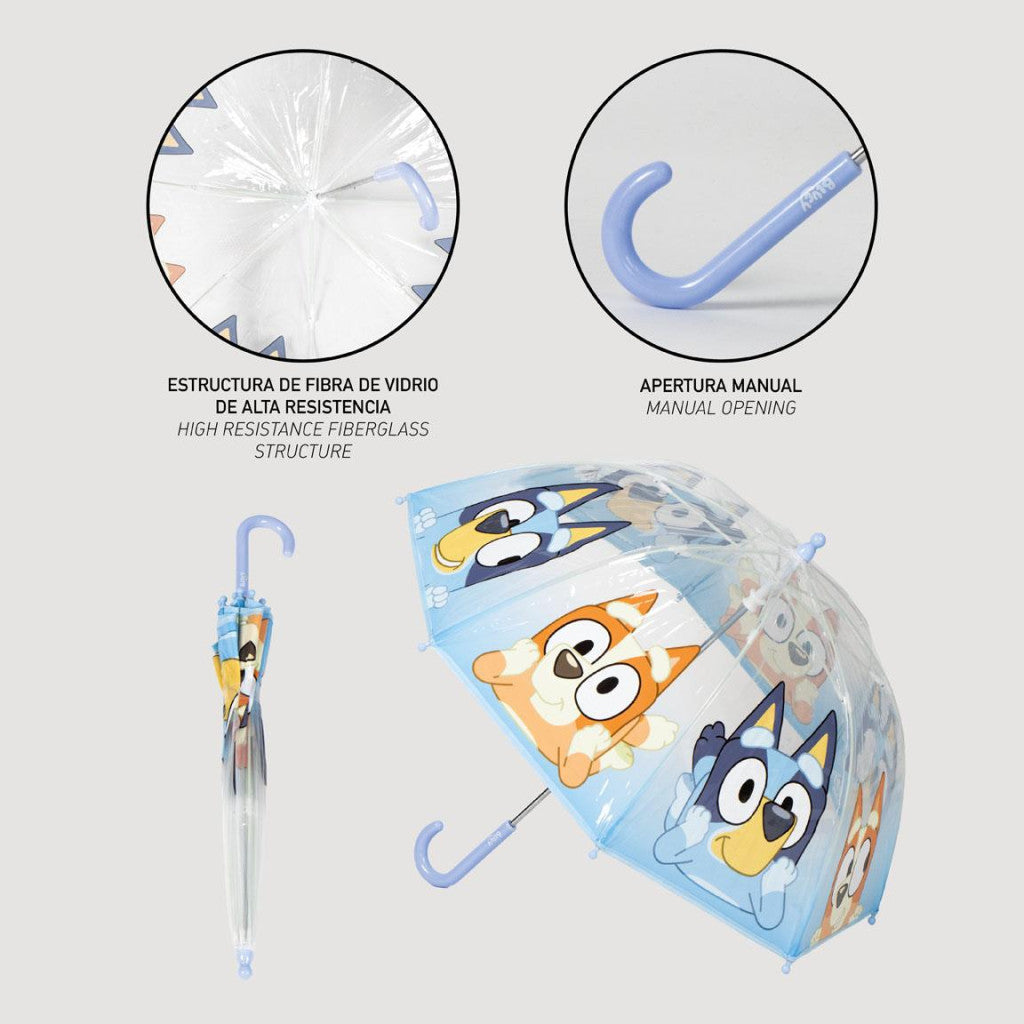 Bluey Puddle bērnu caurspīdīgais lietussargs √ò71 cm