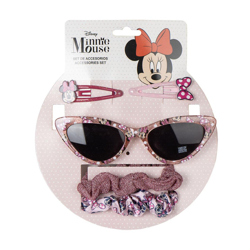 Disney Minnie mirdzošo saulesbriļļu un matu aksesuāru komplekts