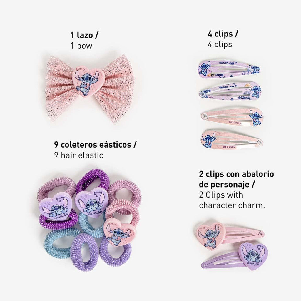 Disney Lilo un Stitch Citplanētiešu mīlestības matu aksesuāru komplekts somiņā